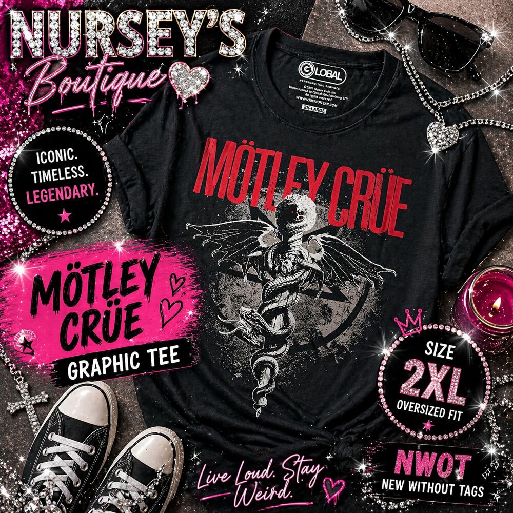 Mötley Crüe Graphic Band Tee Black 2XL Skull Snake Rock Shirt NWOT